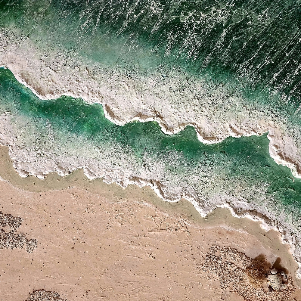 Sea painting with embossed waves And With Texture